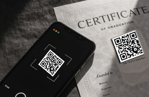 Microtext and serial number on an academic transcript