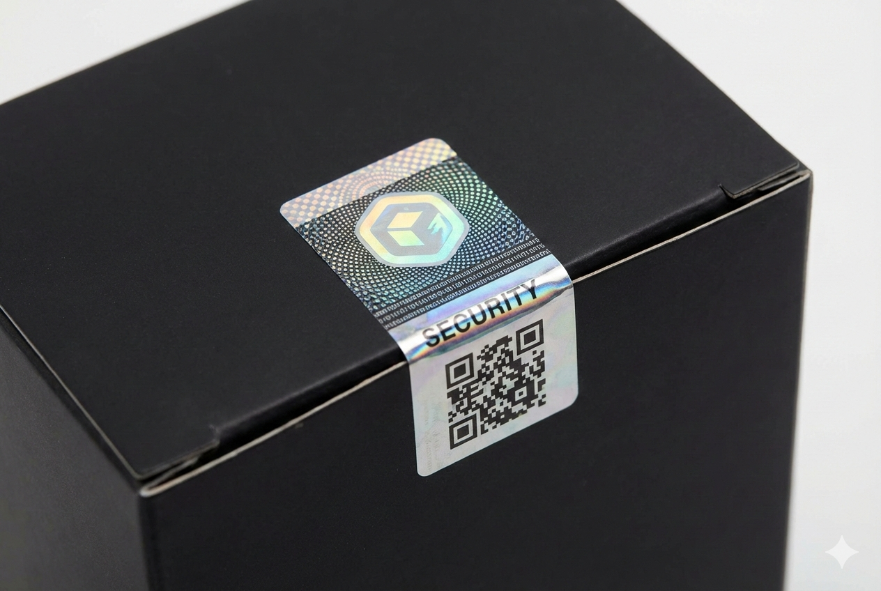 A secure document with both a hologram and a QR code.