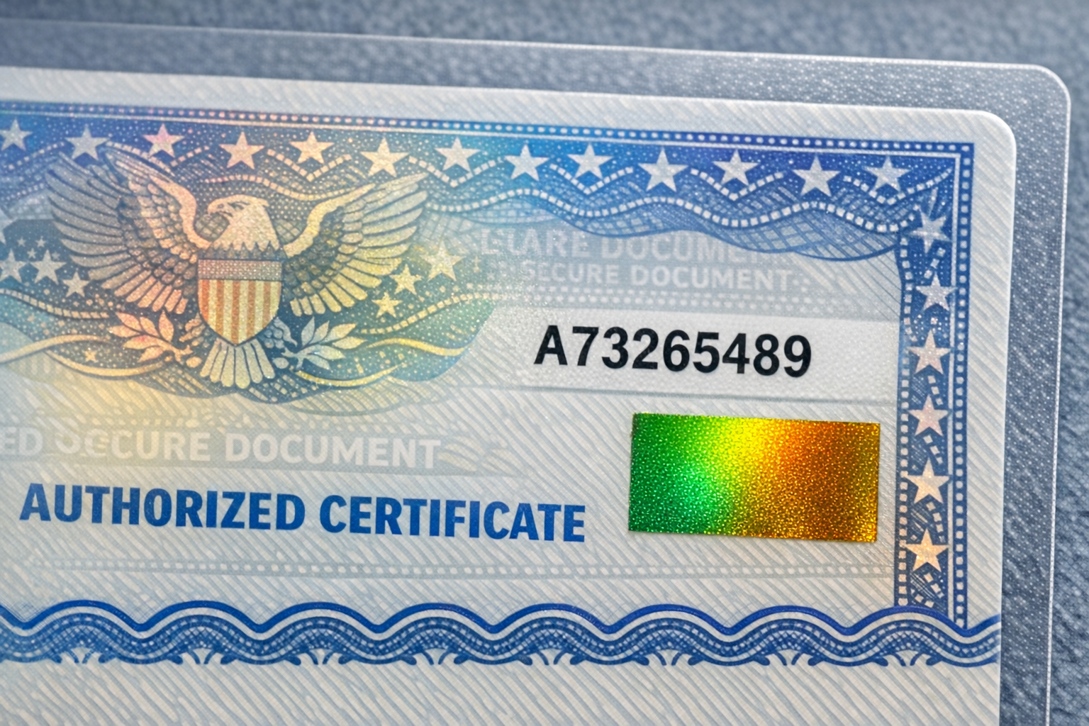 Serial Number and OVI Ink A tax stamp showing both a serial number and a patch of OVI color-shifting ink.