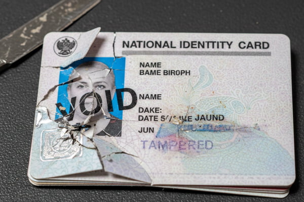 Tamper-Evident Security Feature A card that has been visibly damaged during a tampering attempt