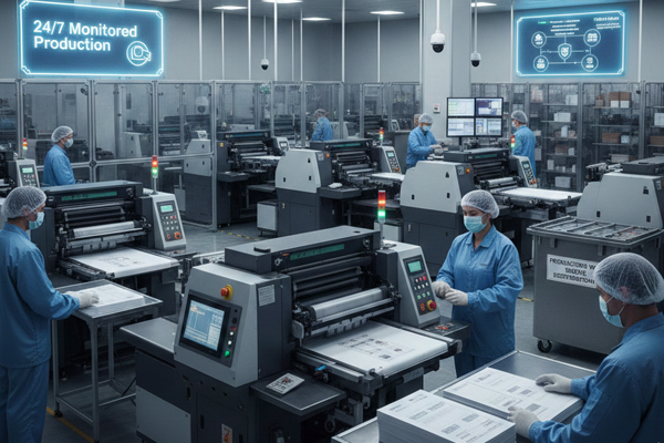 Secure Printing Facility A secure production facility with CCTV cameras and controlled access.